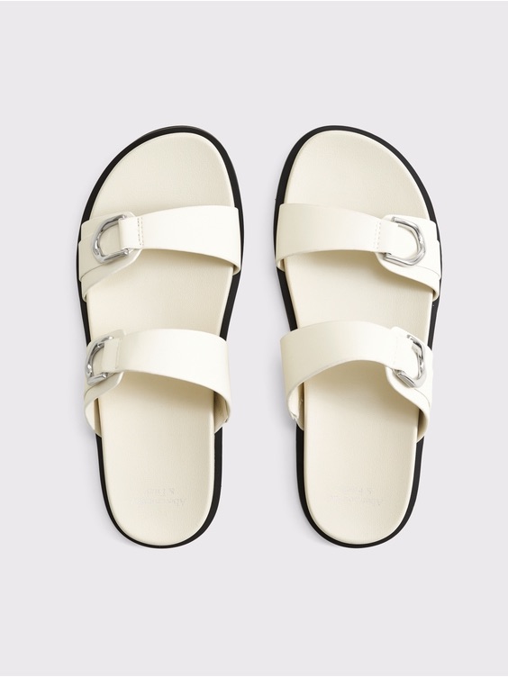 Abercrombie & Fitch Cream Double-Strap Hardware Sandals Size 7 New